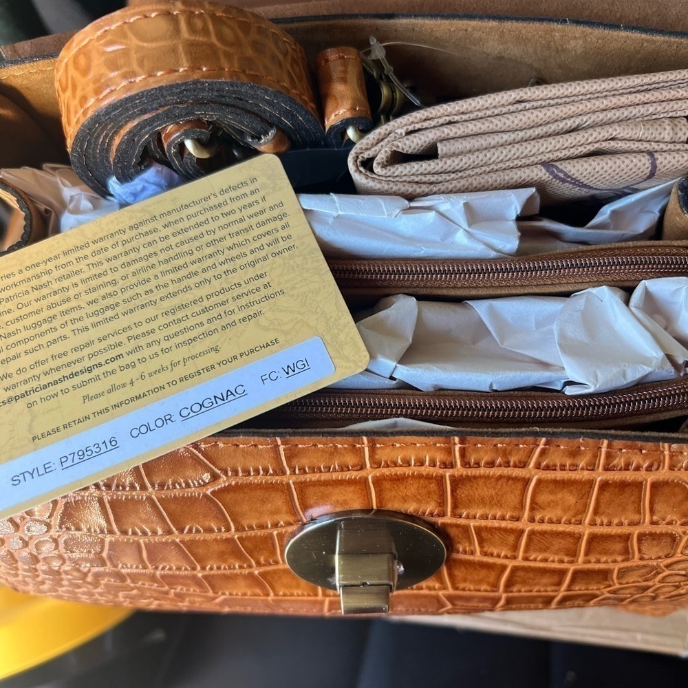 Patricia Nash Croco-Embossed Ellora Multi Compartment Crossbody/ Cognac - Picture 7 of 10